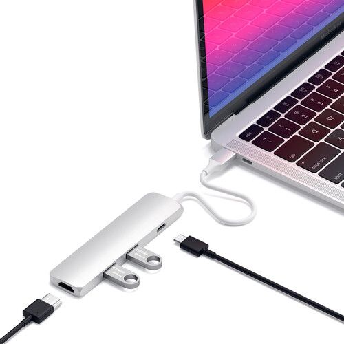 사테치 Satechi USB Type-C 4-in-1 Slim Multi-Port Adapter (Silver)