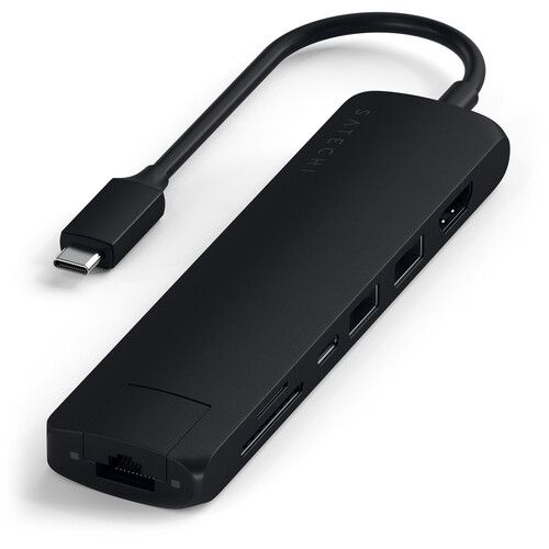 사테치 Satechi Slim Aluminum USB Type-C Multi-Port Adapter V2 (Black)