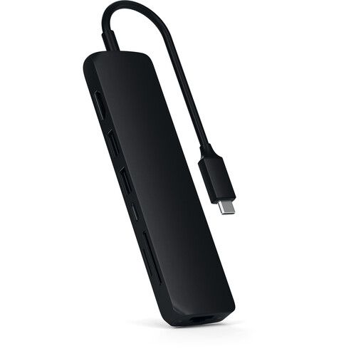 사테치 Satechi Slim Aluminum USB Type-C Multi-Port Adapter V2 (Black)