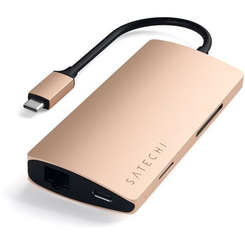 사테치 Satechi USB Type-C Multi-Port Adapter 4K with Ethernet V2 (Gold)