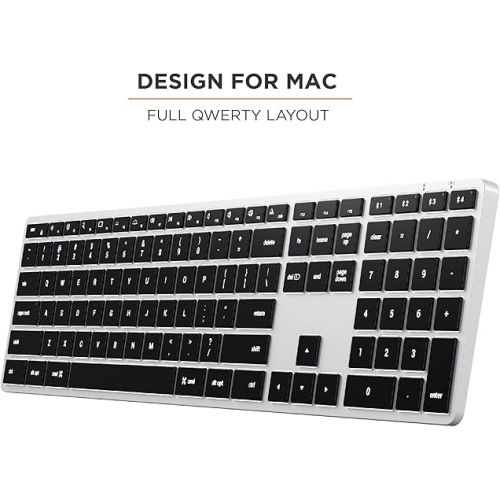 사테치 Satechi Slim X3 Bluetooth Backlit Keyboard with Numeric Keypad - Illuminated Keys & Multi-Device Sync - for M2/ M1 MacBook Pro/Air, M2/ M1 iPad Pro/Air, M2 Mac Mini, iMac M1 - Silver