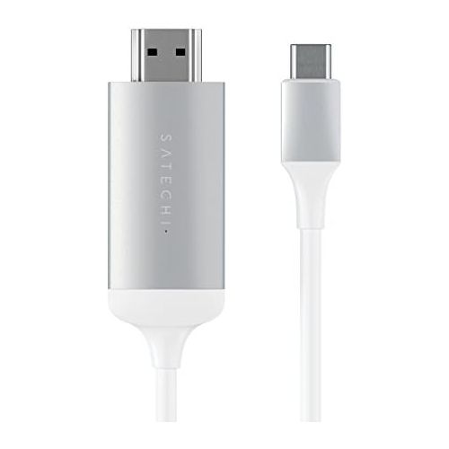 사테치 Satechi Aluminum Type-C HDMI Cable 4K 60Hz - Compatible with 2020/2019 MacBook Pro, 2020/2018 MacBook Air, 2020/2018 iPad Pro, Microsoft Surface Go (Silver)