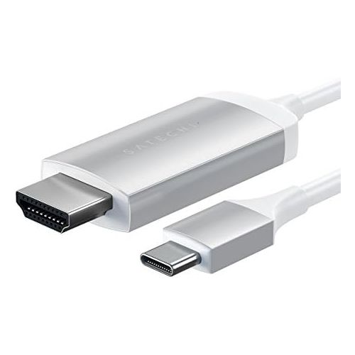 사테치 Satechi Aluminum Type-C HDMI Cable 4K 60Hz - Compatible with 2020/2019 MacBook Pro, 2020/2018 MacBook Air, 2020/2018 iPad Pro, Microsoft Surface Go (Silver)