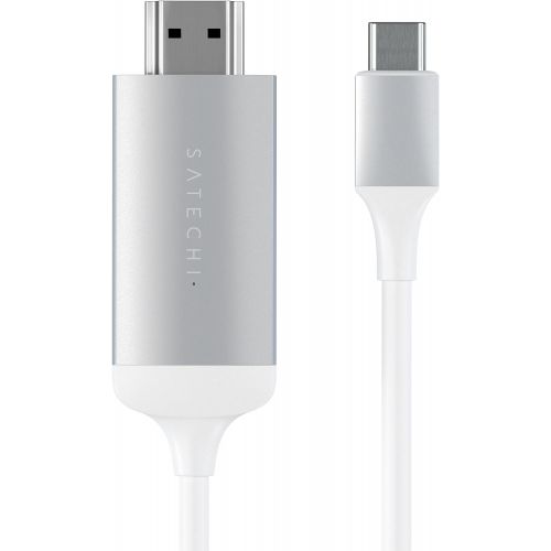 사테치 Satechi Aluminum Type-C HDMI Cable 4K 60Hz - Compatible with 2020/2019 MacBook Pro, 2020/2018 MacBook Air, 2020/2018 iPad Pro, Microsoft Surface Go (Silver)