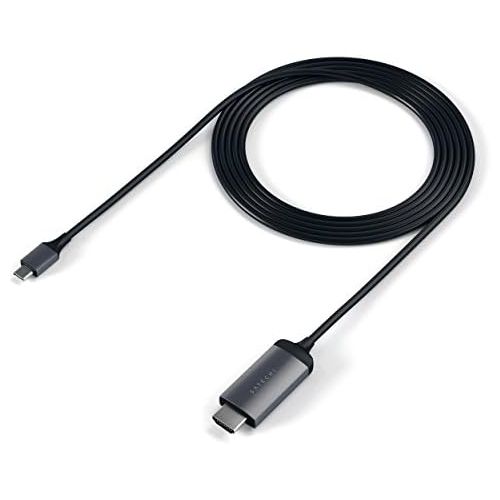 사테치 Satechi Aluminum Type-C HDMI Cable 4K 60Hz - Compatible with 2020/2019 MacBook Pro, 2020/2018 MacBook Air, 2020/2018 iPad Pro, Microsoft Surface Go (Space Gray)