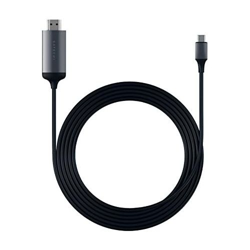 사테치 Satechi Aluminum Type-C HDMI Cable 4K 60Hz - Compatible with 2020/2019 MacBook Pro, 2020/2018 MacBook Air, 2020/2018 iPad Pro, Microsoft Surface Go (Space Gray)