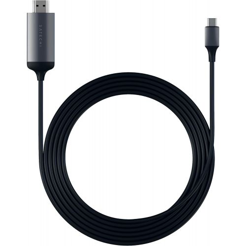 사테치 Satechi Aluminum Type-C HDMI Cable 4K 60Hz - Compatible with 2020/2019 MacBook Pro, 2020/2018 MacBook Air, 2020/2018 iPad Pro, Microsoft Surface Go (Space Gray)