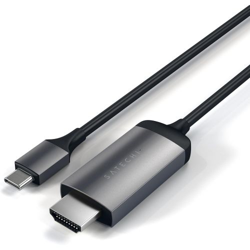 사테치 Satechi Aluminum Type-C HDMI Cable 4K 60Hz - Compatible with 2020/2019 MacBook Pro, 2020/2018 MacBook Air, 2020/2018 iPad Pro, Microsoft Surface Go (Space Gray)