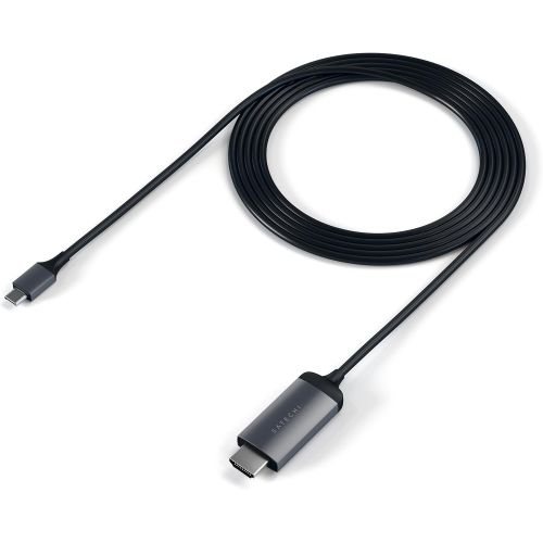 사테치 Satechi Aluminum Type-C HDMI Cable 4K 60Hz - Compatible with 2020/2019 MacBook Pro, 2020/2018 MacBook Air, 2020/2018 iPad Pro, Microsoft Surface Go (Space Gray)