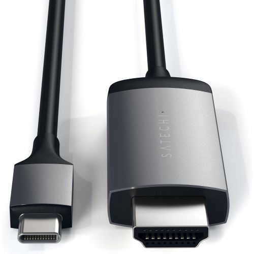 사테치 Satechi Aluminum Type-C HDMI Cable 4K 60Hz - Compatible with 2020/2019 MacBook Pro, 2020/2018 MacBook Air, 2020/2018 iPad Pro, Microsoft Surface Go (Space Gray)