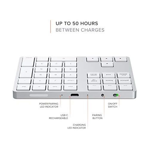 사테치 [아마존베스트]SATECHI Advanced Numeric Bluetooth Keypad - Rechargeable 34 Key Number Pad - Compatible with iMac Pro/iMac, 2019 MacBook Pro/Air, 2018 iPad Pro, iPhone 11 Plus Max/11 Plus/11