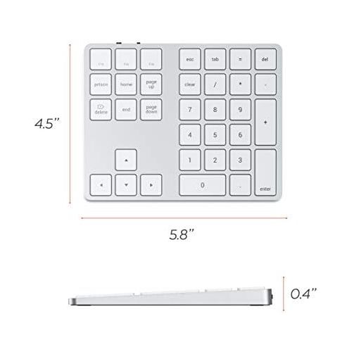 사테치 [아마존베스트]SATECHI Advanced Numeric Bluetooth Keypad - Rechargeable 34 Key Number Pad - Compatible with iMac Pro/iMac, 2019 MacBook Pro/Air, 2018 iPad Pro, iPhone 11 Plus Max/11 Plus/11