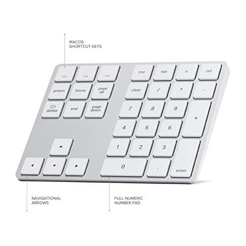 사테치 [아마존베스트]SATECHI Advanced Numeric Bluetooth Keypad - Rechargeable 34 Key Number Pad - Compatible with iMac Pro/iMac, 2019 MacBook Pro/Air, 2018 iPad Pro, iPhone 11 Plus Max/11 Plus/11