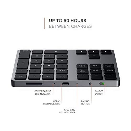 사테치 [아마존베스트]SATECHI erweitertes numerisches Bluetooth-Keypad - wiederaufladbarer Ziffernblock - Kompatibel mit iMac Pro/iMac, 2020/2019 MacBook Pro/Air, iPad Air, iPad Pro, iPhone 12 Max Pro/1