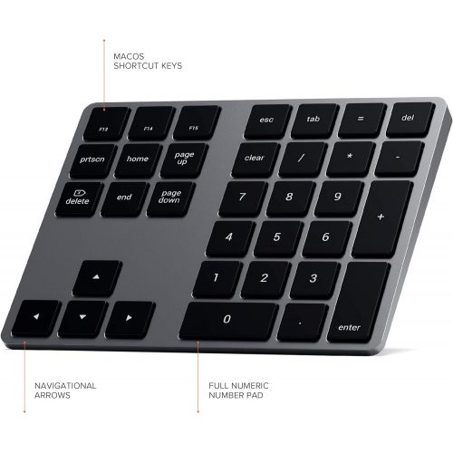 사테치 [아마존베스트]SATECHI erweitertes numerisches Bluetooth-Keypad - wiederaufladbarer Ziffernblock - Kompatibel mit iMac Pro/iMac, 2020/2019 MacBook Pro/Air, iPad Air, iPad Pro, iPhone 12 Max Pro/1