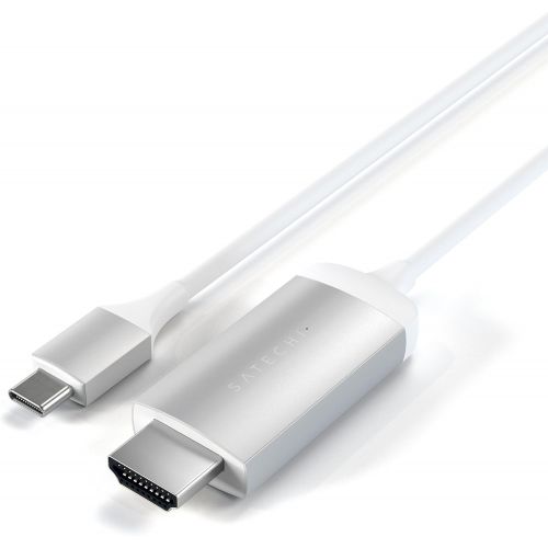 사테치 Satechi Aluminum Type-C HDMI Cable 4K 60Hz - Compatbile with 201620172018 MacBook Pro, 2018 MacBook Air, 2018 iPad Pro, 201520162017 MacBook, Microsoft Surface Go and More (Sil