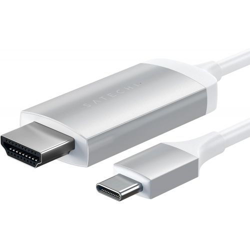 사테치 Satechi Aluminum Type-C HDMI Cable 4K 60Hz - Compatbile with 201620172018 MacBook Pro, 2018 MacBook Air, 2018 iPad Pro, 201520162017 MacBook, Microsoft Surface Go and More (Sil