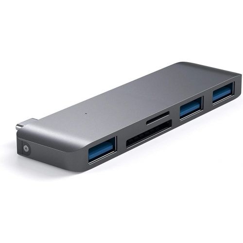 사테치 Satechi Aluminum Type-C USB 3.0 3-in-1 Combo Hub Adapter - 3 USB 3.0 Ports and MicroSD Card Reader - Compatible with 2018 MacBook Air, 2018 iPad Air, 201520162017 MacBook 12-Inc