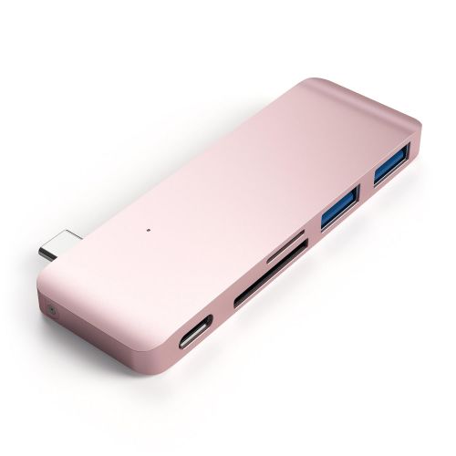 사테치 Satechi Aluminum Type-C USB 3.0 3-in-1 Combo Hub with USB-C Pass-Through - Compatible with 2018 MacBook Air, 2018 iPad Pro, 201520162017 MacBook 12-Inch and More (Rose Gold)