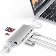 Satechi Aluminum Multi-Port Adapter V2-4K HDMI (30Hz), Gigabit Ethernet, USB-C Pass-Through, SD/Micro Card Readers, USB 3.0 - Compatible with 2018 MacBook Pro/Air, 2018 iPad Pro an