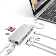 Satechi Aluminum Multi-Port Adapter 4K HDMI, USB-C Pass Through, Gigabit Ethernet, SD/Micro Card Readers, USB 3.0 - Compatible with 2016/2017/2018 MacBook Pro and more (Silver)
