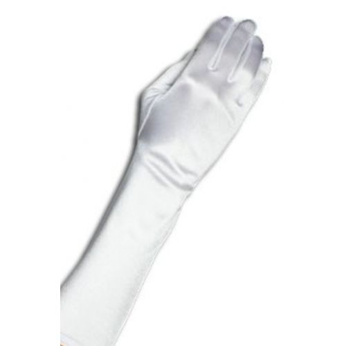  Satin Elbow Length Gloves [White] by Yabber - for Bride / Brides Maid / Wedding / Halloween Costume (Womens)