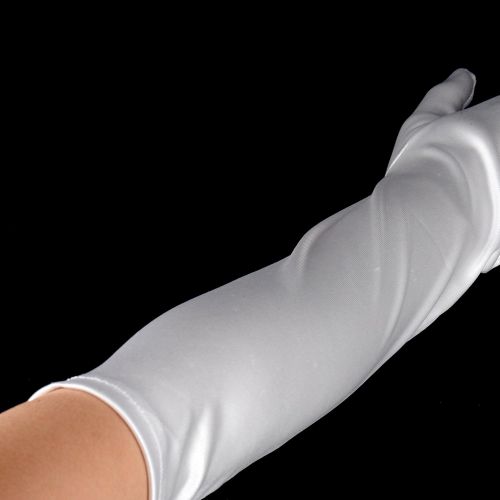  Satin Elbow Length Gloves [White] by Yabber - for Bride / Brides Maid / Wedding / Halloween Costume (Womens)