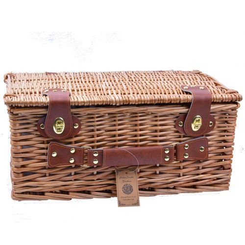  SatisInside Upgraded Insulated USA 2020 Luxury 28pcs Wicker Picnic Basket for 4 - Reinforced Handle - Red Gingham