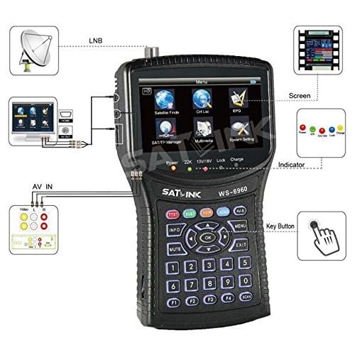  SatLink SATLINK WS-6960 DVB-S&DVB-S2 HD MPEG4 Satellite Finder Satellite Meter Constellation analyzer 4.3 Inch LCD Screen