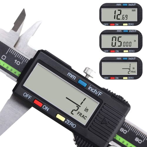  [아마존베스트]Sattiyrch Digital Caliper Stainless Steel with Large LCD Screen 6 Inch Millimeter Fractions Conversion Electronic Vernier Caliper Measuring Tool (6 inch)