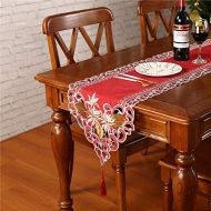 [아마존베스트]Sattiyrch Christmas Embroidered Table Runner, Luxury Poinsettia and Holly Table Runner for Xmas Decorations,15x69 Inch (Red)…