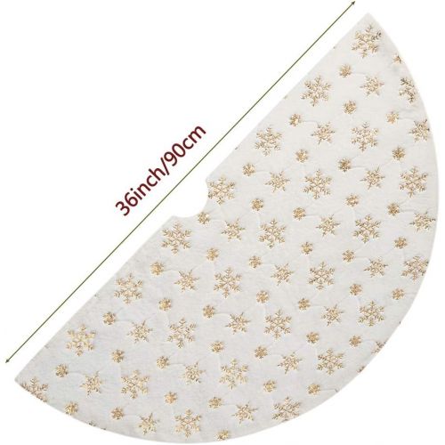  할로윈 용품Sattiyrch Christmas Sequin Tree Skirt 36in,White Soft Thick with Golden Snowflakes Decorations for 5FT 6FT 7FT Xmas Tree