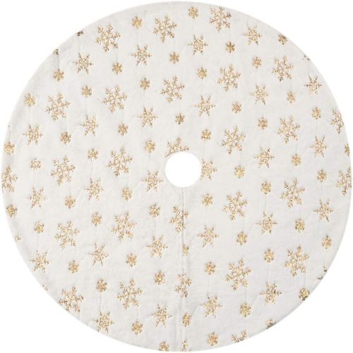  할로윈 용품Sattiyrch Christmas Sequin Tree Skirt 36in,White Soft Thick with Golden Snowflakes Decorations for 5FT 6FT 7FT Xmas Tree