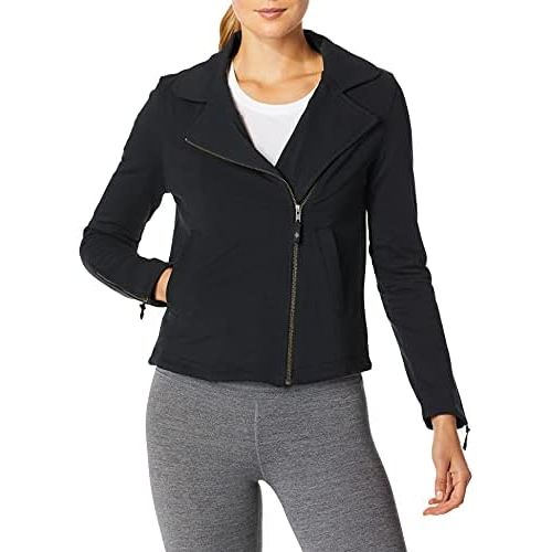  Satva Organic Cotton Lightweight Full Zip Yoga Workout Viraya Biker Style Jacket Coat With Pockets