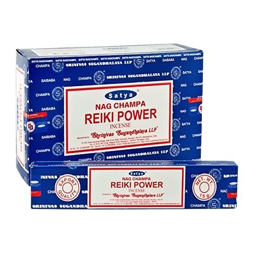  인센스스틱 Satya Nag Champa Reiki Power Incense Sticks Agarbatti 180 Grams Box | 12 Packs of 15 Grams Each in a Box | Export Quality