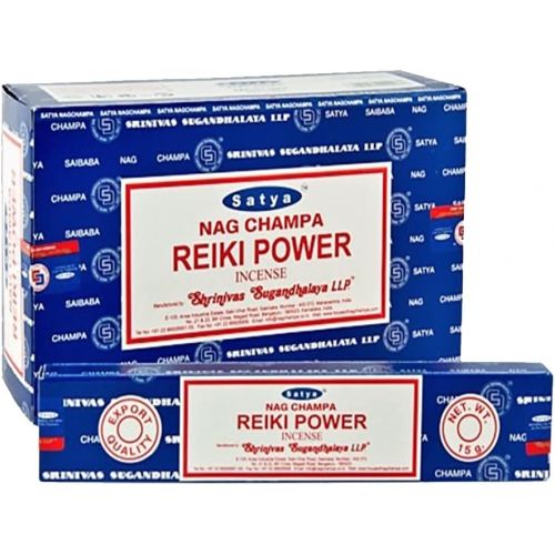  인센스스틱 Satya Nag Champa Reiki Power Incense Sticks Agarbatti 180 Grams Box | 12 Packs of 15 Grams Each in a Box | Export Quality