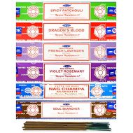 인센스스틱 Satya Organic Incense Sticks- Gift Set of 6 Packs - Nag Champa, Spicy Patchouli, French Lavender, Violet Rosemary, Dragon Blood, Soul Searcher,15 Grams x 6 Pack