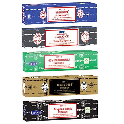  인센스스틱 Satya Nag Champa Incense Sticks 5 Pack Variety Hand-Rolled Agarbatti All Natural Incense (Joy)