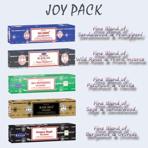  인센스스틱 Satya Nag Champa Incense Sticks 5 Pack Variety Hand-Rolled Agarbatti All Natural Incense (Joy)