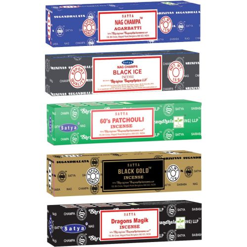  인센스스틱 Satya Nag Champa Incense Sticks 5 Pack Variety Hand-Rolled Agarbatti All Natural Incense (Joy)