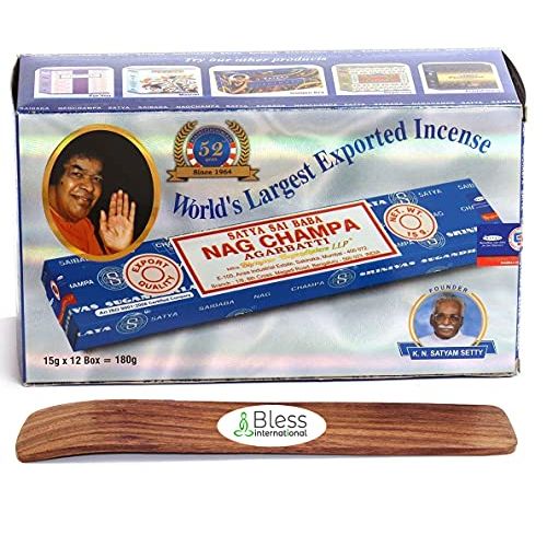  인센스스틱 Original-Satya-Sai-Baba-Agarbatti-Incense-Sticks Hand-Rolled-Fine-Quality for-Purification-Relaxation-Yoga-Meditation with-Ebook-Health-Rich-Wealth-Rich (Nag Champa, Pack of 180 Gr