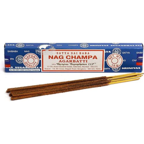  인센스스틱 Original-Satya-Sai-Baba-Agarbatti-Incense-Sticks Hand-Rolled-Fine-Quality for-Purification-Relaxation-Meditation with-Ebook-Health-Rich-Wealth-Rich (Nag Champa, Pack of 15 Grams X