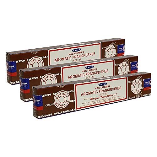  인센스스틱 Satya Sai Baba Satya Nag Champa Aromatic Frankincense Incense Sticks Pack of 3 Boxes 15gms Each Hand Rolled Agarbatti Fine Quality Incense Sticks for Purification