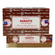인센스스틱 Satya Sai Baba Satya Namaste Agarbatti Pack of 12 Incense Sticks Boxes, 15 GMS Each, Traditionally Handrolled in India Best Aeromatic Natural Fragrance Perfect for Prayer Yoga Relaxation Peace Me