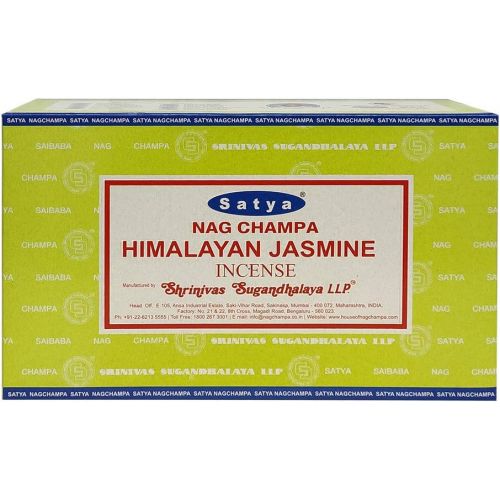  인센스스틱 Satya Sai Baba Satya Nag Champa Himalayan Jasmine Incense Sticks Pack of 12 Boxes 15gms Each Hand Rolled Agarbatti Fine Quality Incense Sticks for Purification, Relaxation, Positivity, Yoga, Medi