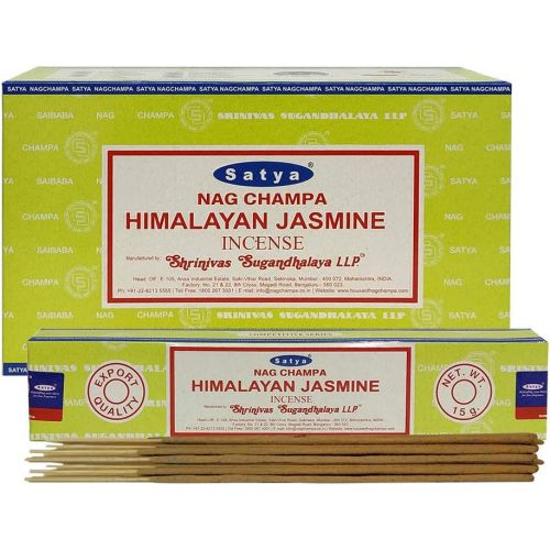  인센스스틱 Satya Sai Baba Satya Nag Champa Himalayan Jasmine Incense Sticks Pack of 12 Boxes 15gms Each Hand Rolled Agarbatti Fine Quality Incense Sticks for Purification, Relaxation, Positivity, Yoga, Medi