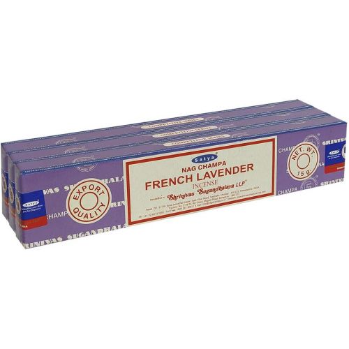  인센스스틱 Satya Sai Baba Satya Nag Champa French Lavender Incense Sticks Pack of 3 Boxes 15gms Each Hand Rolled Agarbatti Fine Quality Incense Sticks for Purification, Relaxation, Positivity, Yoga, Meditat