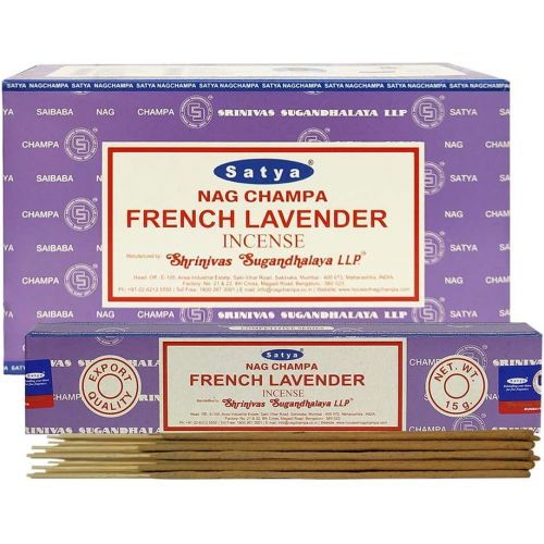  인센스스틱 Satya Sai Baba Satya Nag Champa French Lavender Incense Sticks Pack of 12 Boxes 15gms Each Hand Rolled Agarbatti Fine Quality Incense Sticks for Purification, Relaxation, Positivity, Yoga, Medita