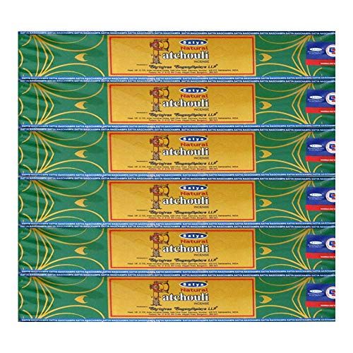  인센스스틱 Satya Trumiri Satya Natural Patchouli Agarbatti Pack of 6 Incense Sticks Boxes, 15gms Each, Traditionally Handrolled in India, Candles with Natural Scent for Prayers, Meditation, Yoga, Relaxatio