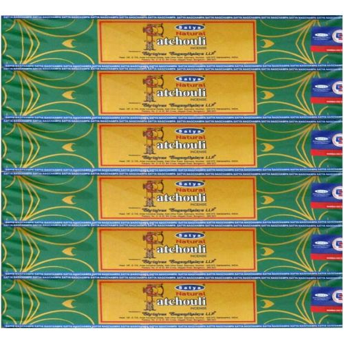  인센스스틱 Satya Trumiri Satya Natural Patchouli Agarbatti Pack of 6 Incense Sticks Boxes, 15gms Each, Traditionally Handrolled in India, Candles with Natural Scent for Prayers, Meditation, Yoga, Relaxatio